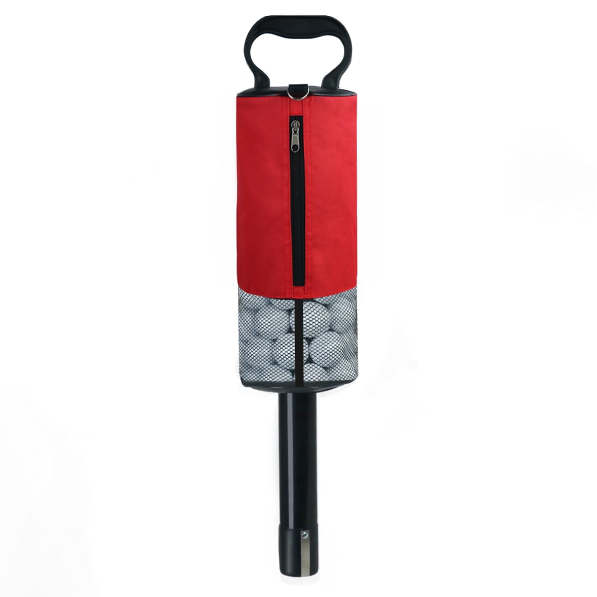 How True Golf Ball Retriever, Portable Shag Bag Golf Ball Pick Up With Removable Plastic Tube, Pocket Shagger Storage, Red
