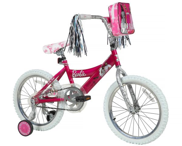 Dynacraft Barbie 18 Kids Bike for Girls, 18 Pink BMX Bike with Training Wheels, Perfect Bicycle for Kids Ages 3-9, Girls Bike wi