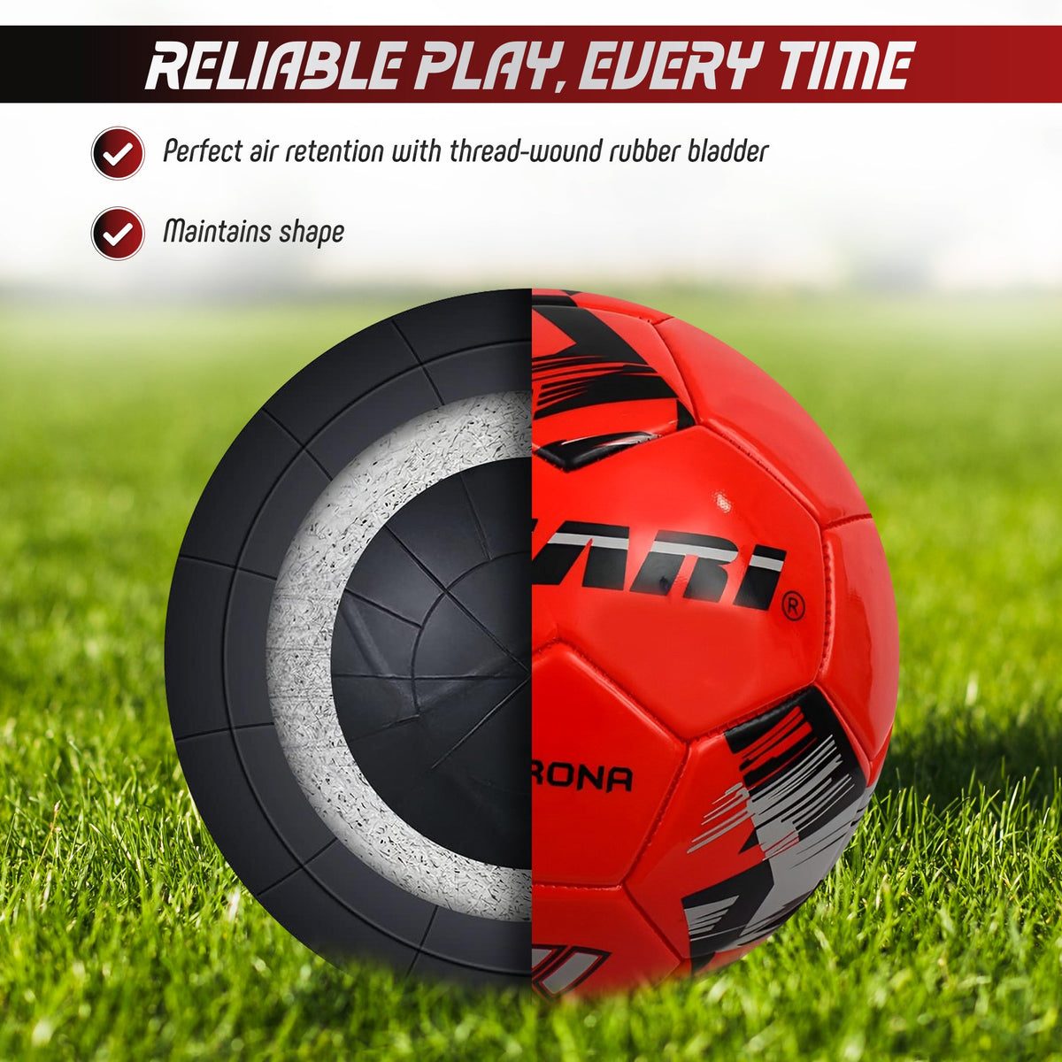 Vizari Verona Soccer Ball – Red/Black/Silver