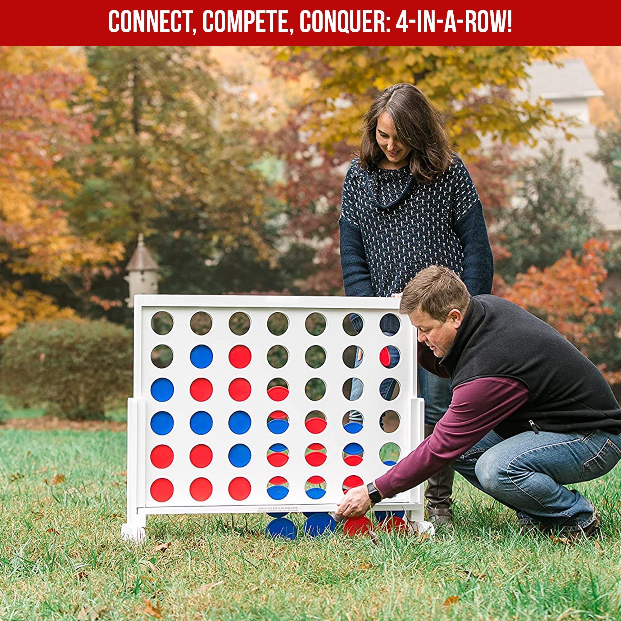 Bolaball 4 in a Row Game - Giant Wooden Outdoor & Indoor Game for Kids & Adults, White, Model 317583