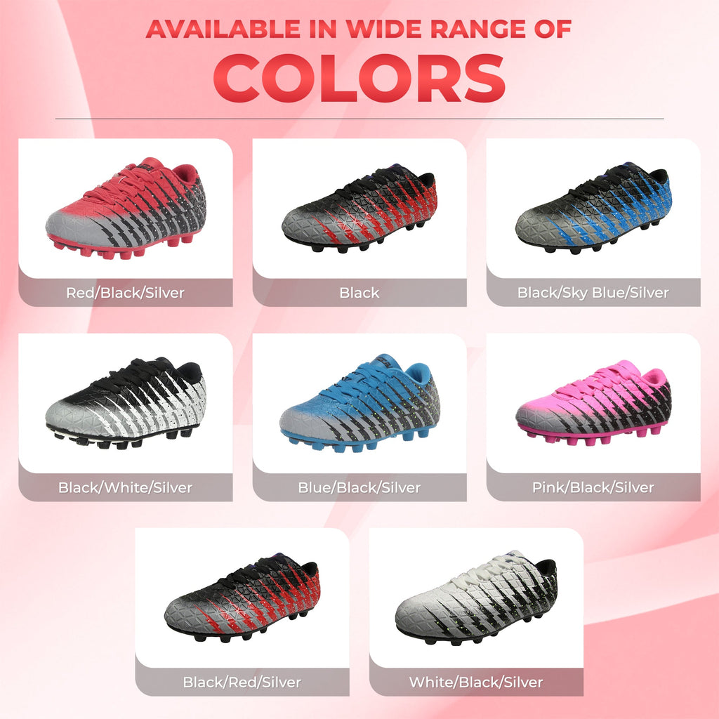 Vizari Bolt Youth Firm Ground Soccer Cleats – Red/Black/Silver