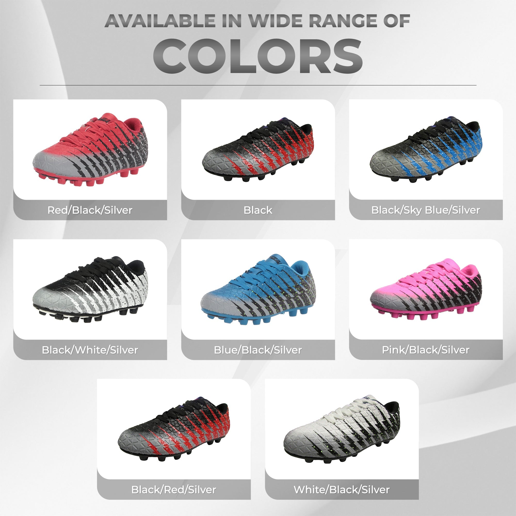 Bolt Firm Ground Soccer Shoes -White/Black/Silver - Vizari Sports