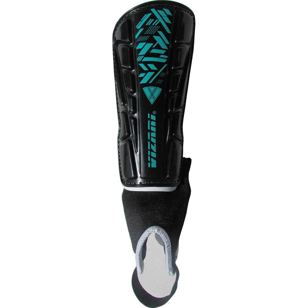 Malaga Soccer Shin Guard with Adjustable Straps-Black/Teal - Vizari Sports