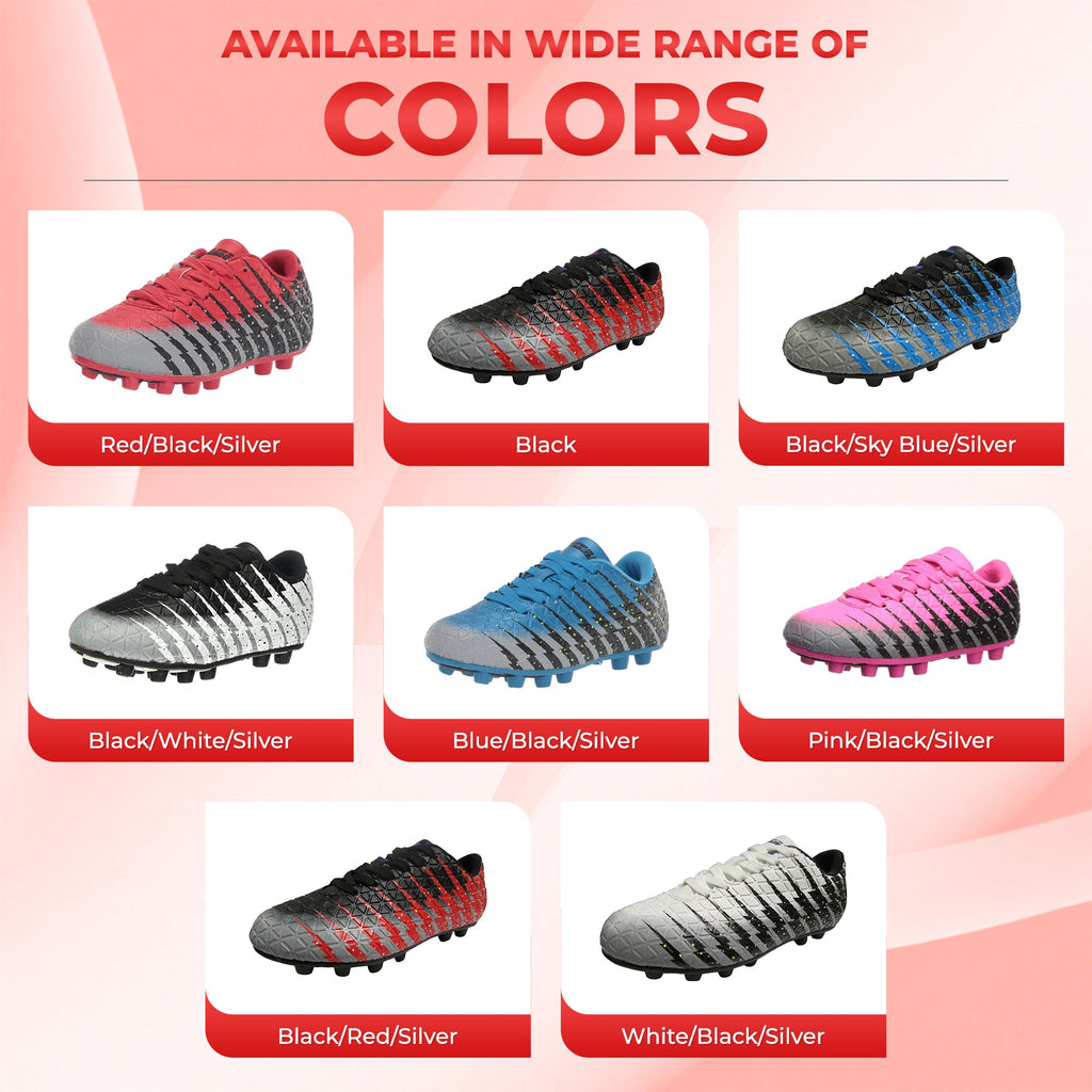 Bolt Firm Ground Soccer Shoes -Black/Red/Silver - Vizari Sports