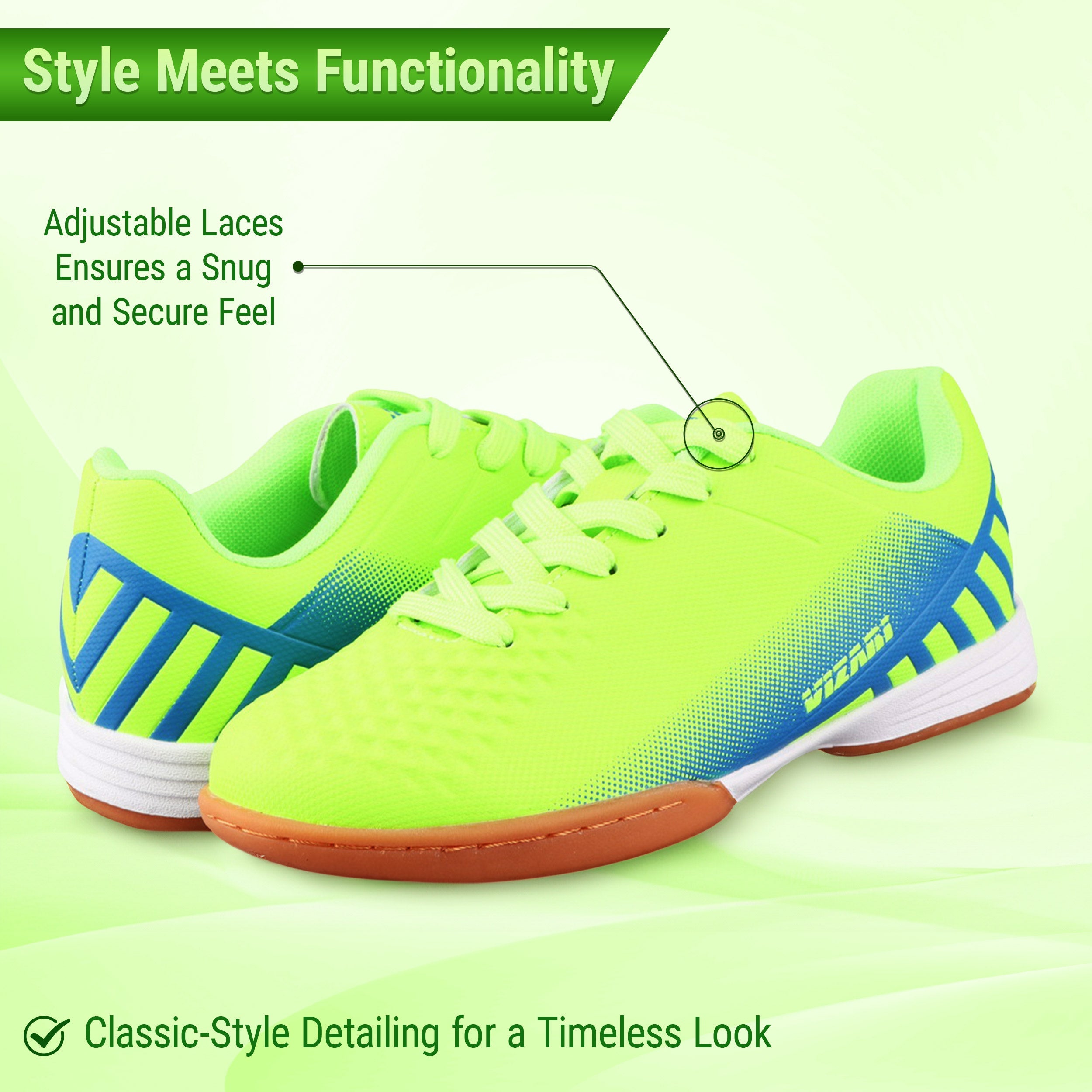 Santos JR Indoor Soccer Shoes -Green/Blue - Vizari Sports