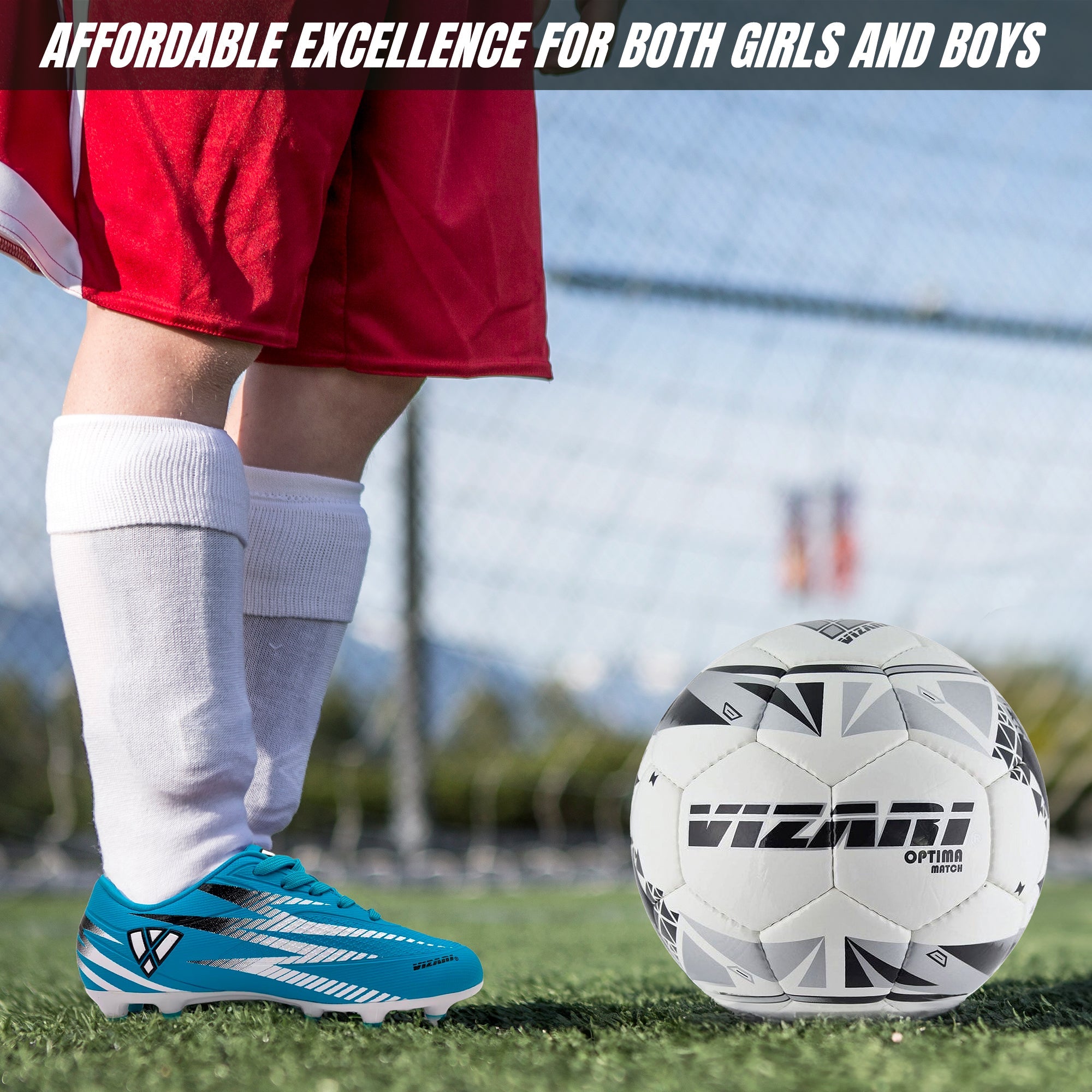 Vizari Bodega Junior Firm Ground Soccer Cleats Sky/White
