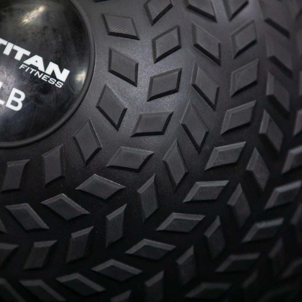 Titan Fitness 60 Lb Rubber Tread Slam Ball, Dead Bounce, 11.5In Diameter, Weight Workout - Throw, Catch, Slam, Twist