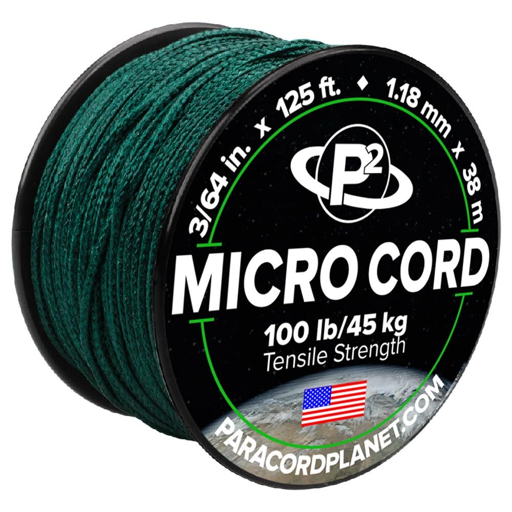 Paracord Planet Micro Paracord - Thin Braided Cord For Crafting, Fishing, And Diy Projects In 125 Ft Spools - Dark Green
