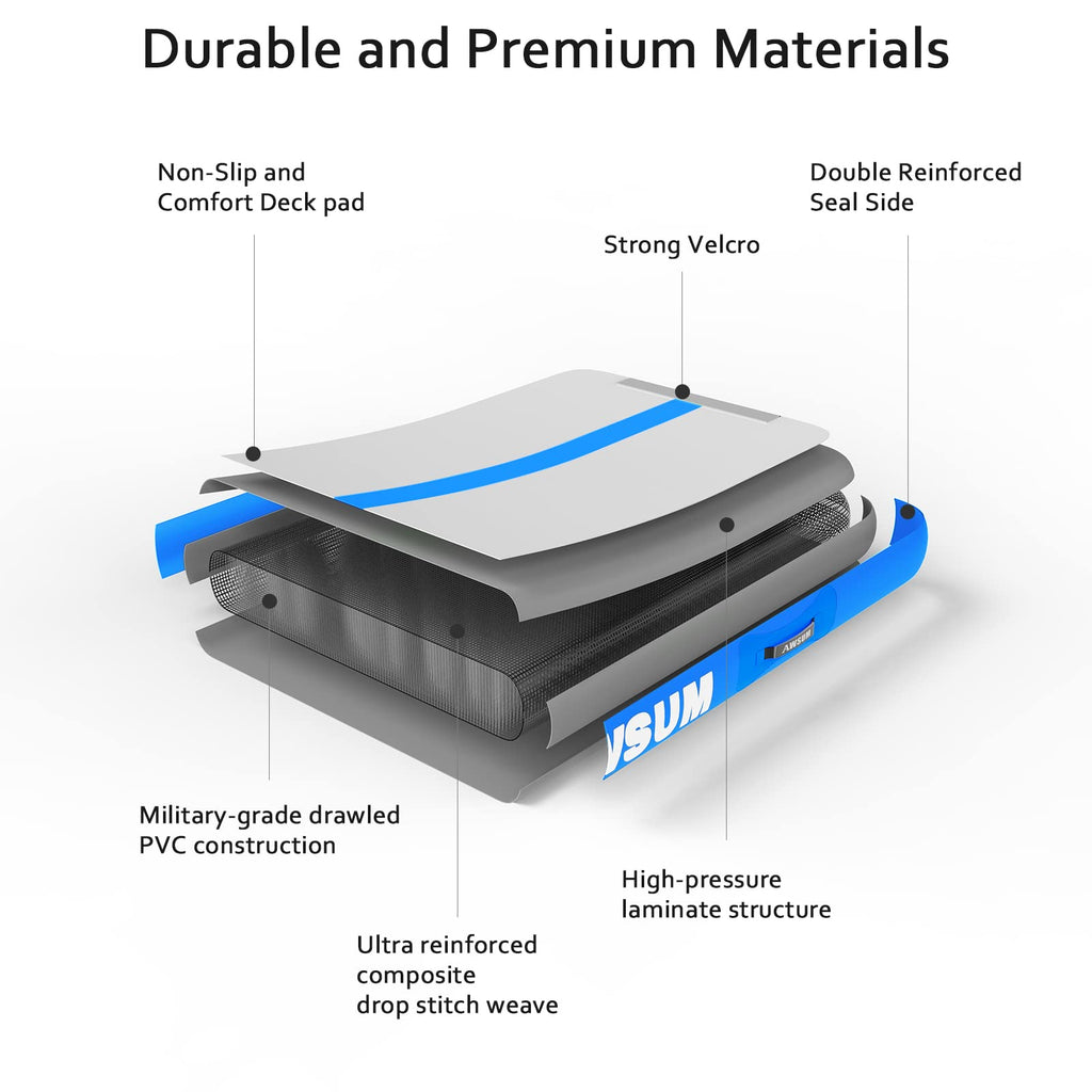 Awsum 10Ft/13Ft/16Ft/20Ft/23Ft Inflatable Air Gymnastics Mat Training Mat 4/8 Inches Thick Tumbling Track Mat With Electric Pump