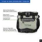 Titan by Arctic Zone 16 Can Zipperless Soft Cooler with HardBody Liner, Seagrass