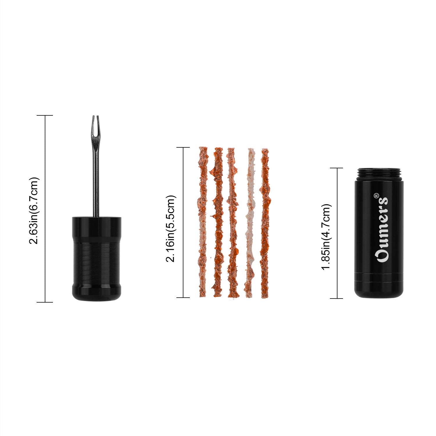 Oumers Tubeless Bike Tire Repair Tool Kit, Bike Tire Punctures With 5Pcs Bacon Strips Plus Insertion Tool Tire Repair Fork Reame