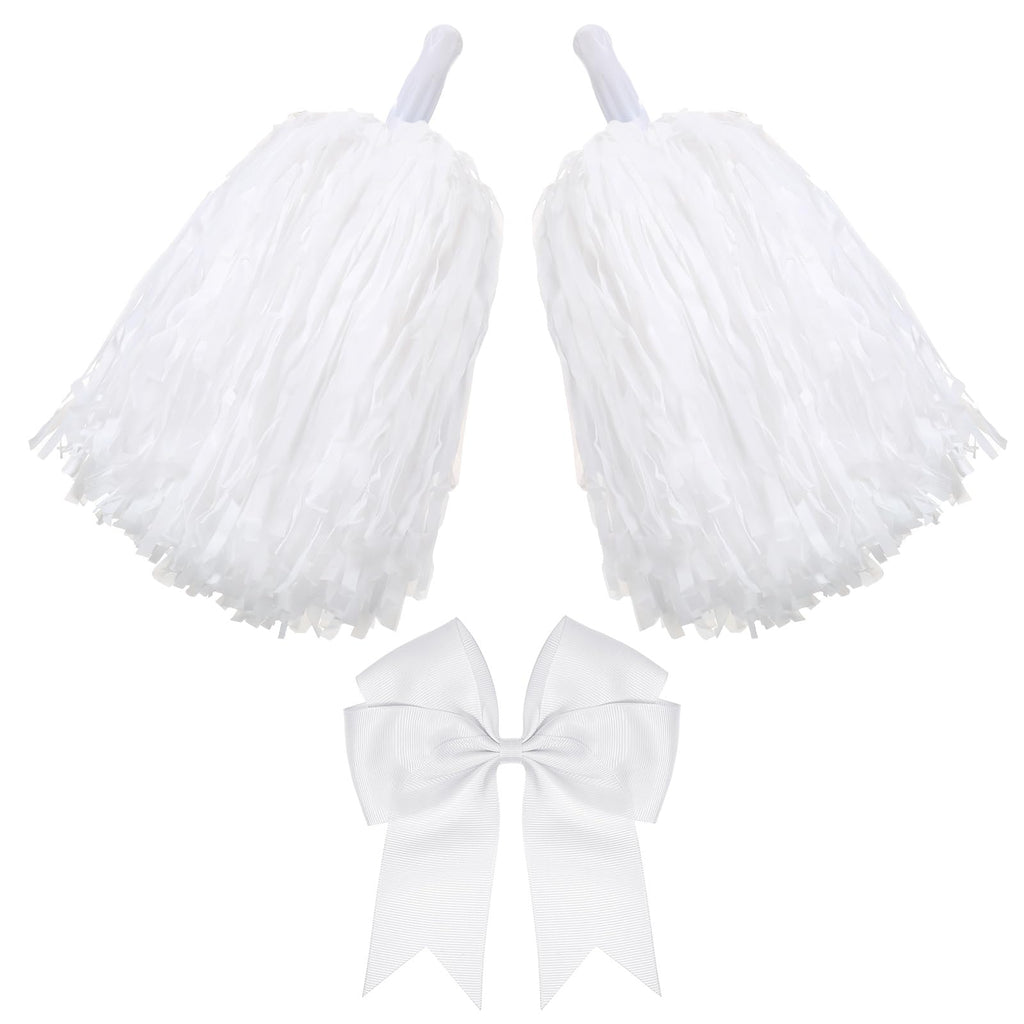 Hotop 3 Pcs 10 In Cheerleading Pom Poms And Large Cheerleader Hair Bow For Girl Cheer Pompoms Cheerleading Accessories For Sport