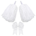 Hotop 3 Pcs 10 In Cheerleading Pom Poms And Large Cheerleader Hair Bow For Girl Cheer Pompoms Cheerleading Accessories For Sport