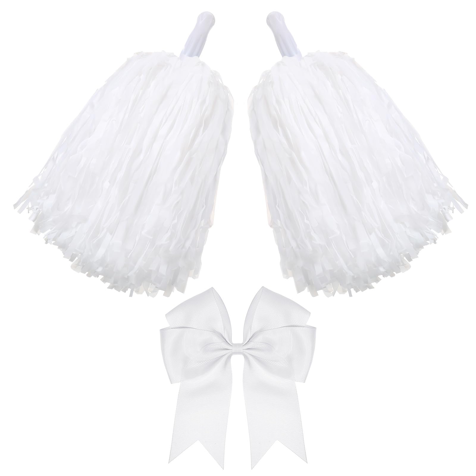Hotop 3 Pcs 10 In Cheerleading Pom Poms And Large Cheerleader Hair Bow For Girl Cheer Pompoms Cheerleading Accessories For Sport