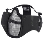 Onetigris 6'' Foldable Half Face Mesh Mask With Ear Protection, Tactical Lower Face Protective Mask (Camo Black)