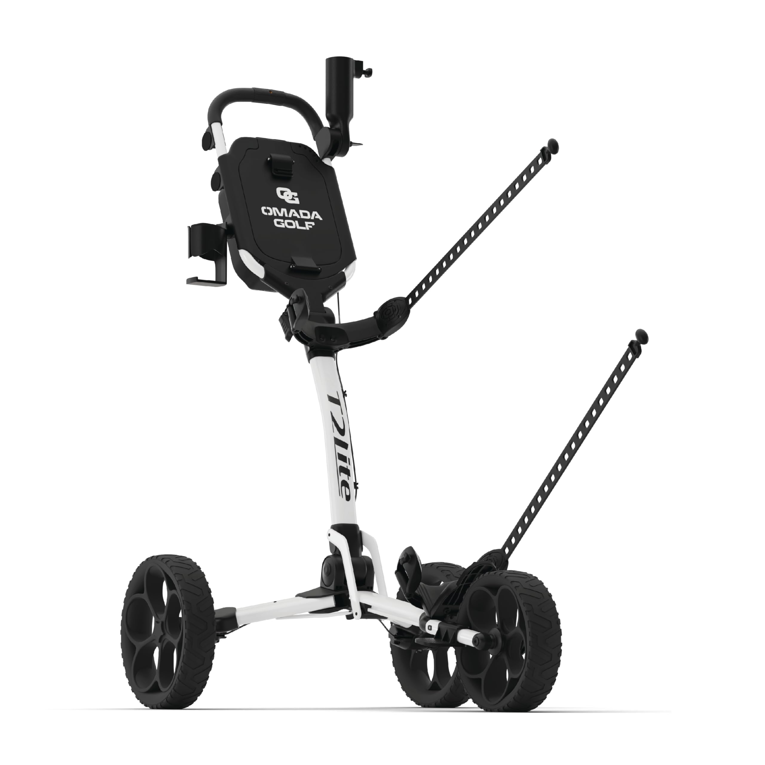 OMADA GOLF T2Lite Golf Push Cart | Lightweight, Ultra-Compact Folding Golf Cart | Large All Terrain Wheels | Umbrella Holder Inc