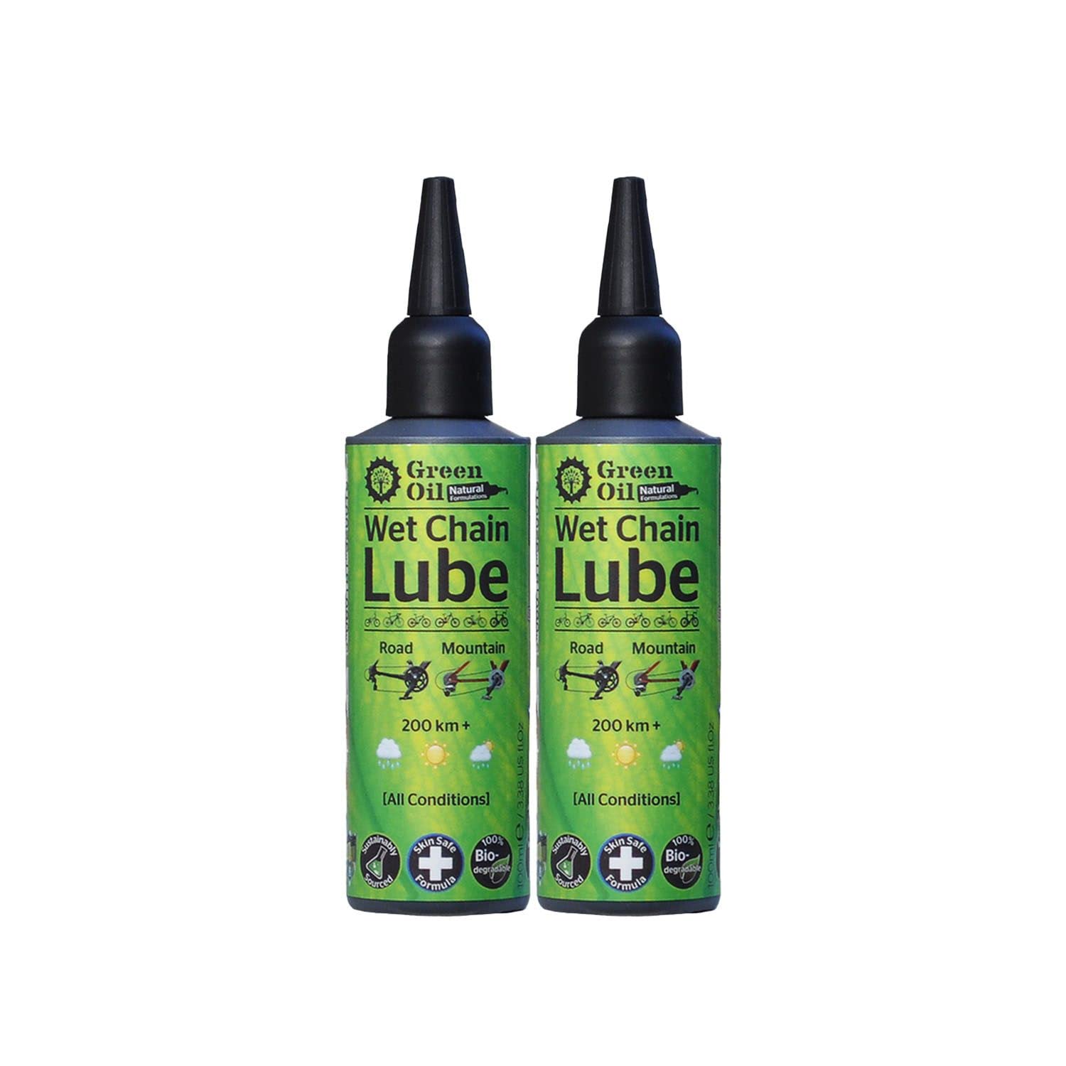 GREEN OIL Cycle Chain Lube, 100 ml, Suited for All Bikes, Wet & Dry Conditions, Biodegradable, Natural, Eco Friendly, Skin Safe,