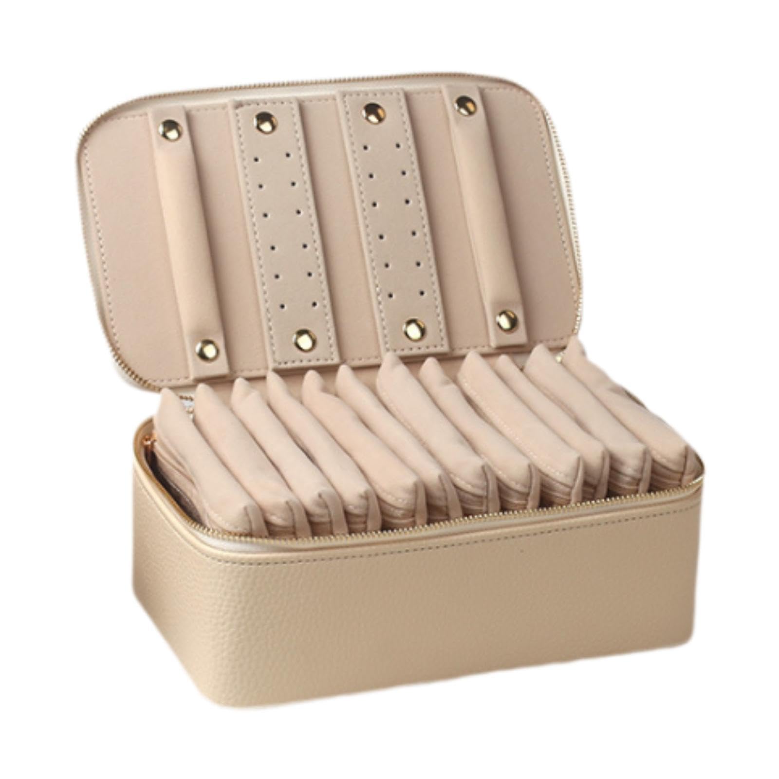 MERISHOPP Jewelry Travel Case Necklace Rings Earrings Bags for Birthday Mom Girlfriend Beige