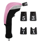 Andux 4Pcs/Set Golf 460Cc Driver Wood Club Head Covers Long Neck With Interchangeable No. Tags Pink