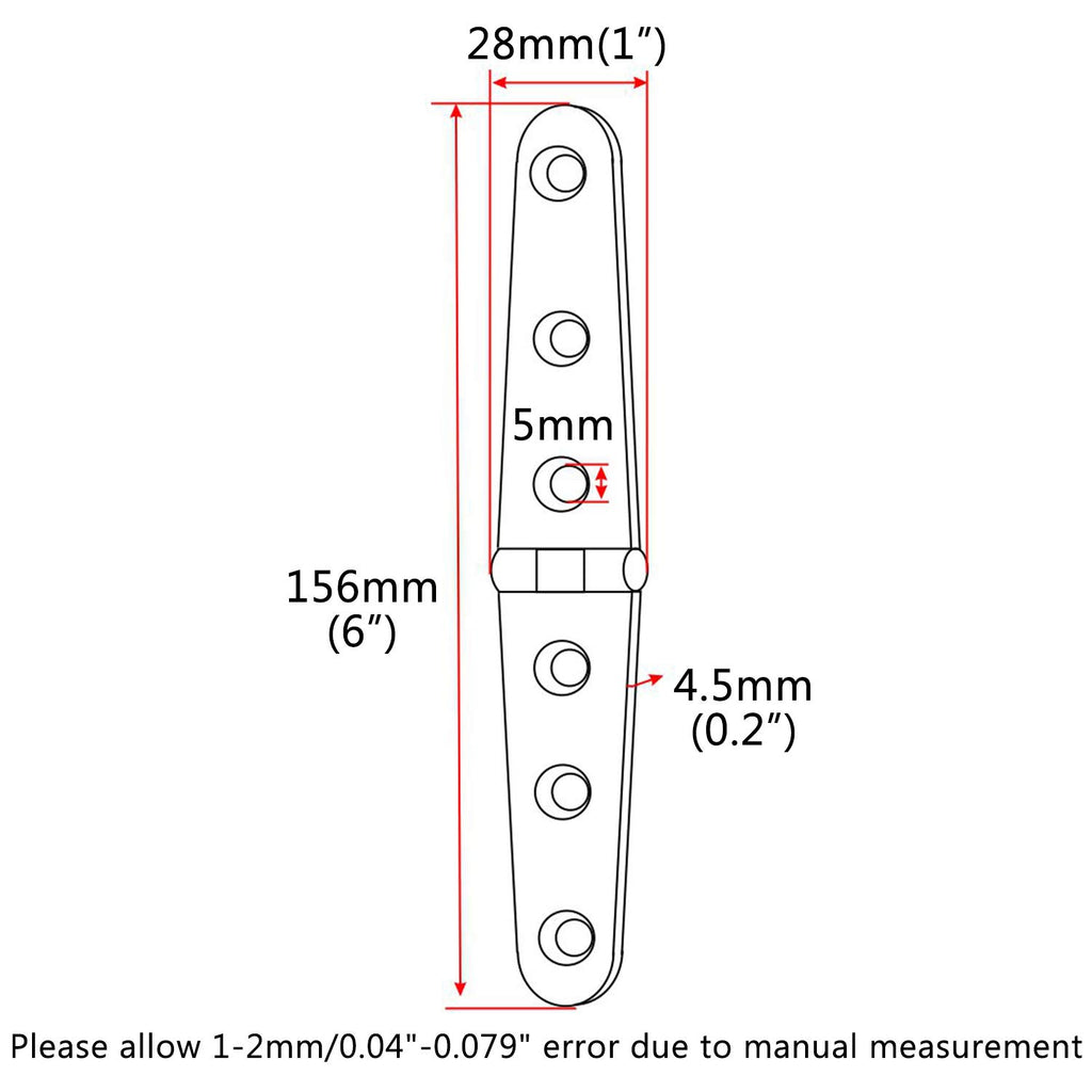 Nrc&Xrc Pair Of 316 Stainless Steel Marine Grade 6'' X 1'' Cast Strap Hinge For Boat