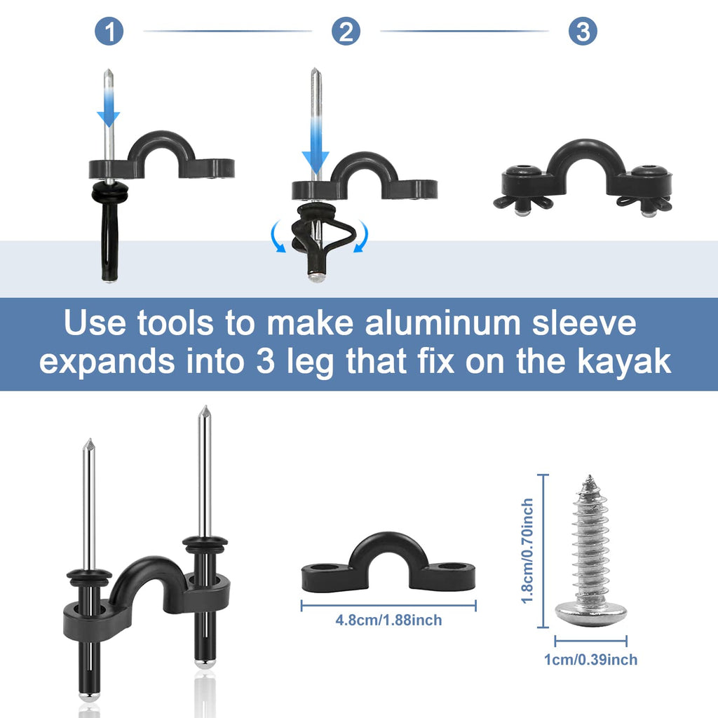 Hlogree Kayak Carry Handle, 4 Pcs Kayak Accessory Canoe Boat Side Mount Carry Handle Rubber Handles Replacement Hardware Kit For