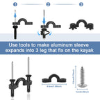 Hlogree Kayak Carry Handle, 4 Pcs Kayak Accessory Canoe Boat Side Mount Carry Handle Rubber Handles Replacement Hardware Kit For