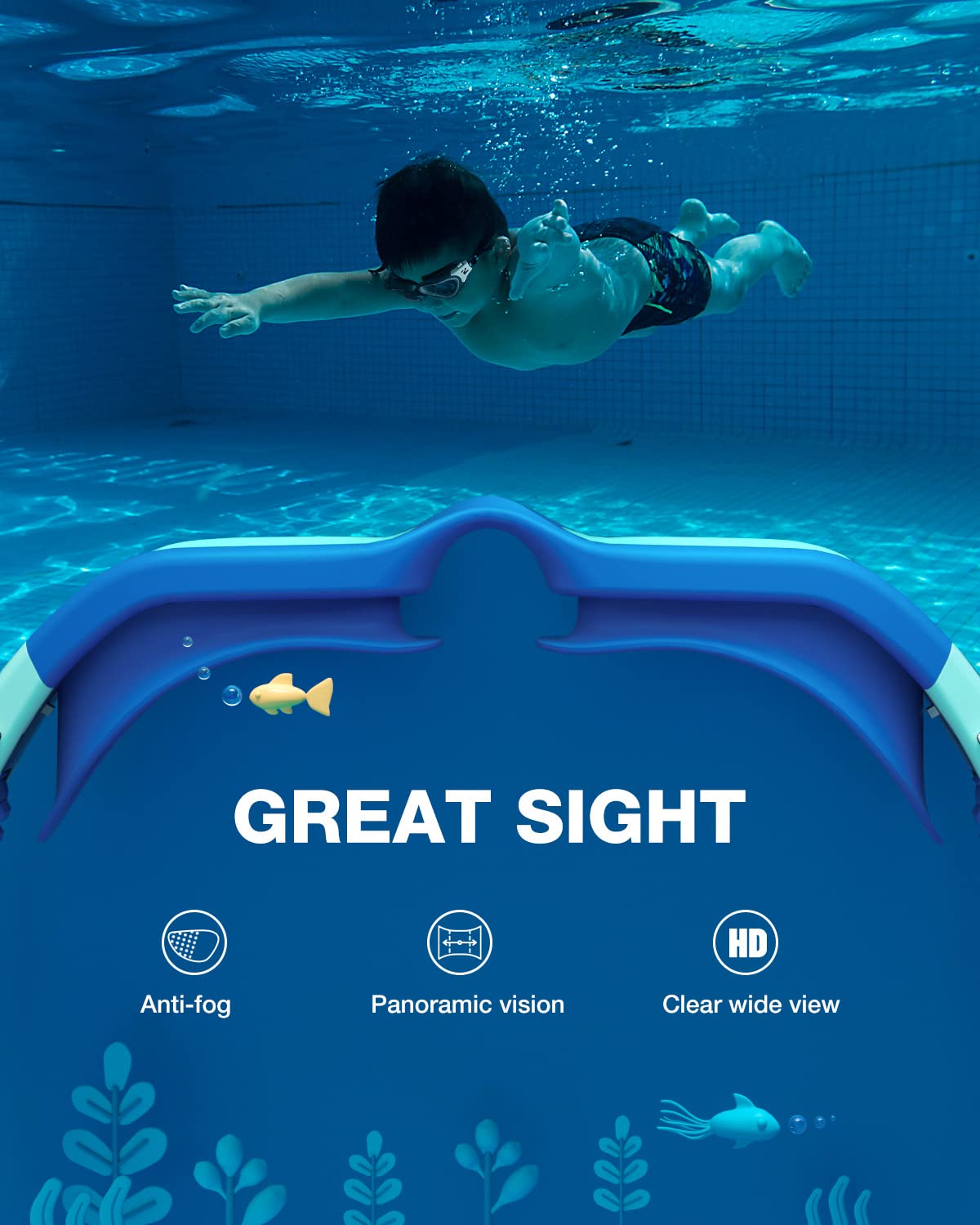 Zionor Kids Swim Goggles, G1Mini Se Anti-Fog Crystal Clear Swimming Goggles For Kids Age 6-14, Leak Proof Kids Swimming Goggles