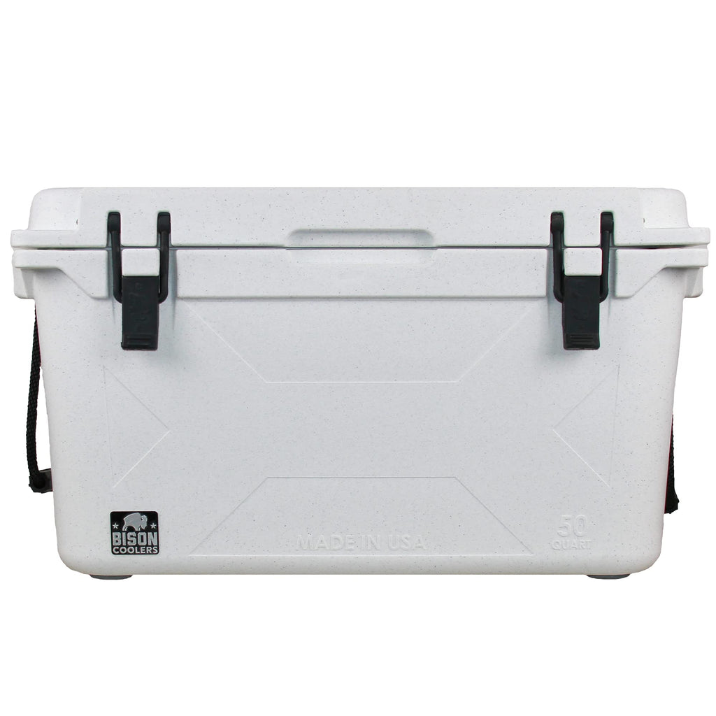 Bison Coolers White 50 Quart Cooler  Made In The Usa  Easy Use Latches  Heavy Duty Long Ice Retention
