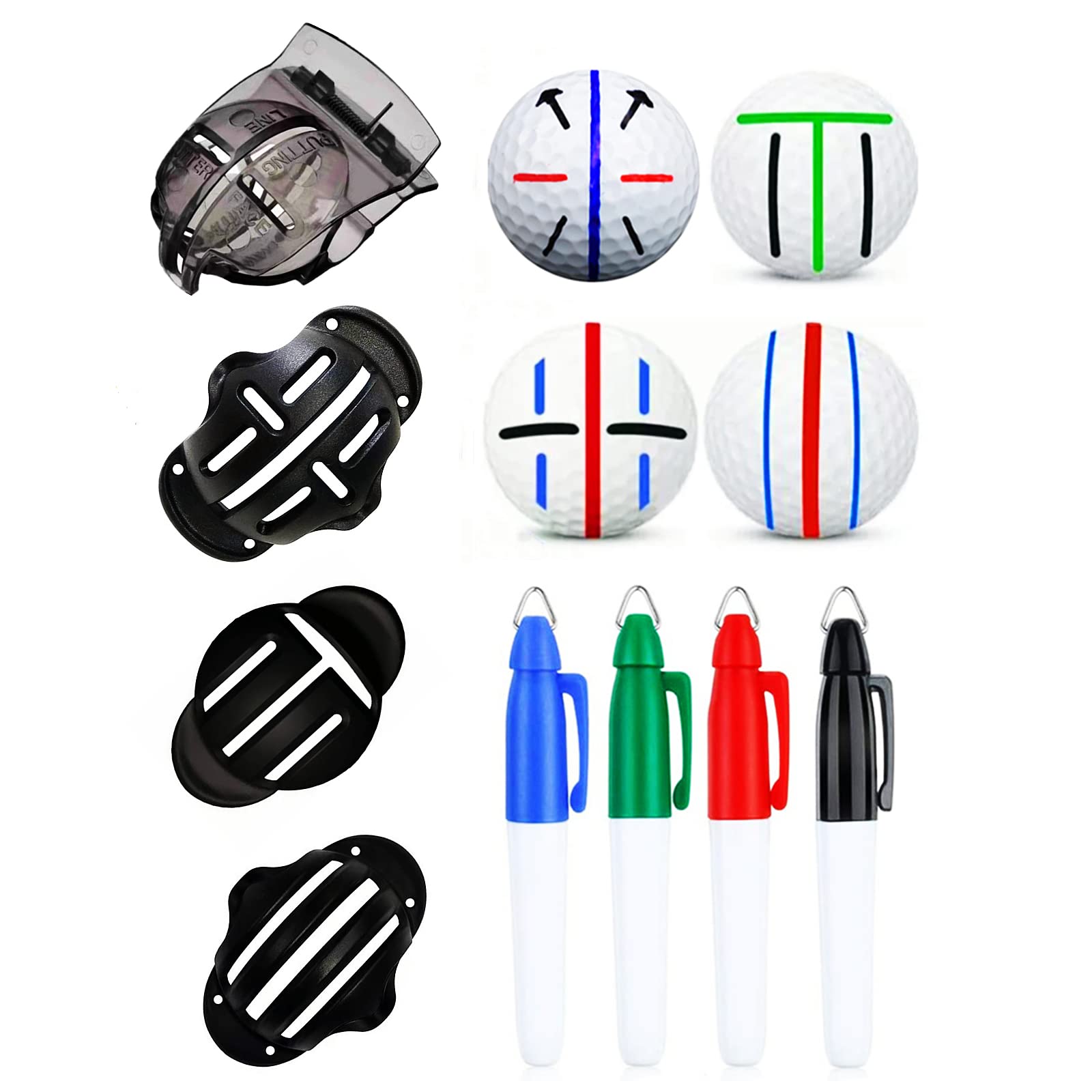 8 Pack Precision Golf Ball Marker, Upgrade Golf Accessories, 4 Golf Ball Marking Stencils And 4 Colors Golf Ball Markers, Golf B