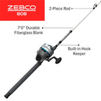 Zebco 808 Saltwater Spincast Reel And Fishing Rod Combo, 7-Foot 2-Piece Fishing Pole, Size 80 Reel, Changeable Right- Or Left-Ha