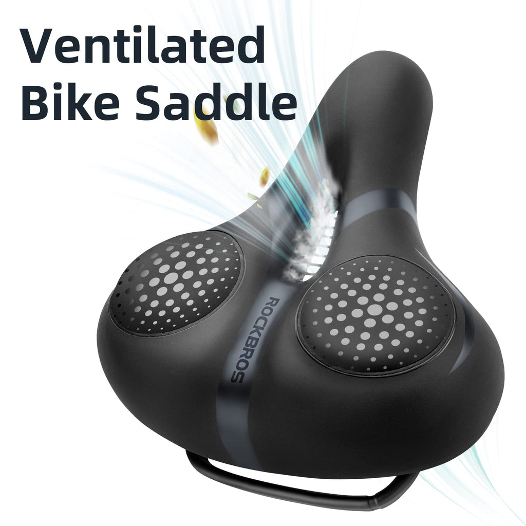 Rockbros Bike Seat For Men Women Comfort Wide Gel Bike Seat Replacement,Breathable Waterproof Padded Bicycle Saddle, Compatible