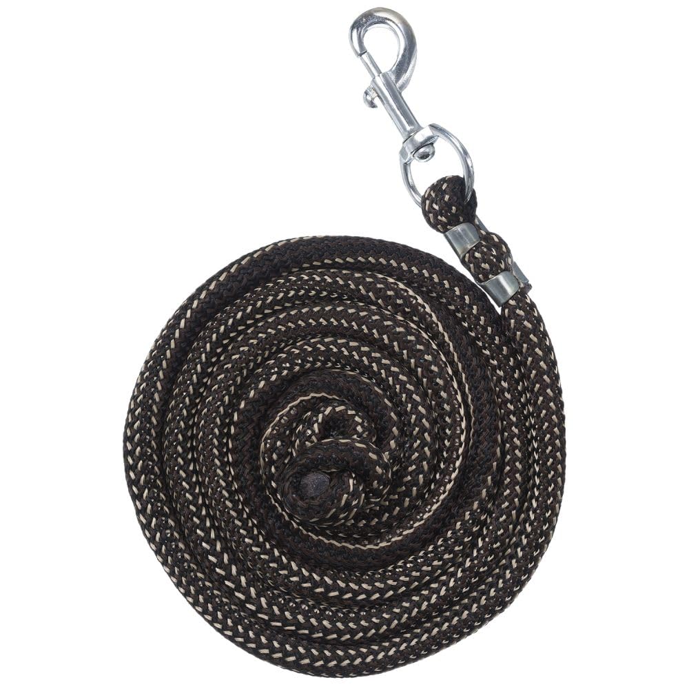 Tough 1 8' Woven Poly Cord Lead, Black/Tan/Brown, 8ft