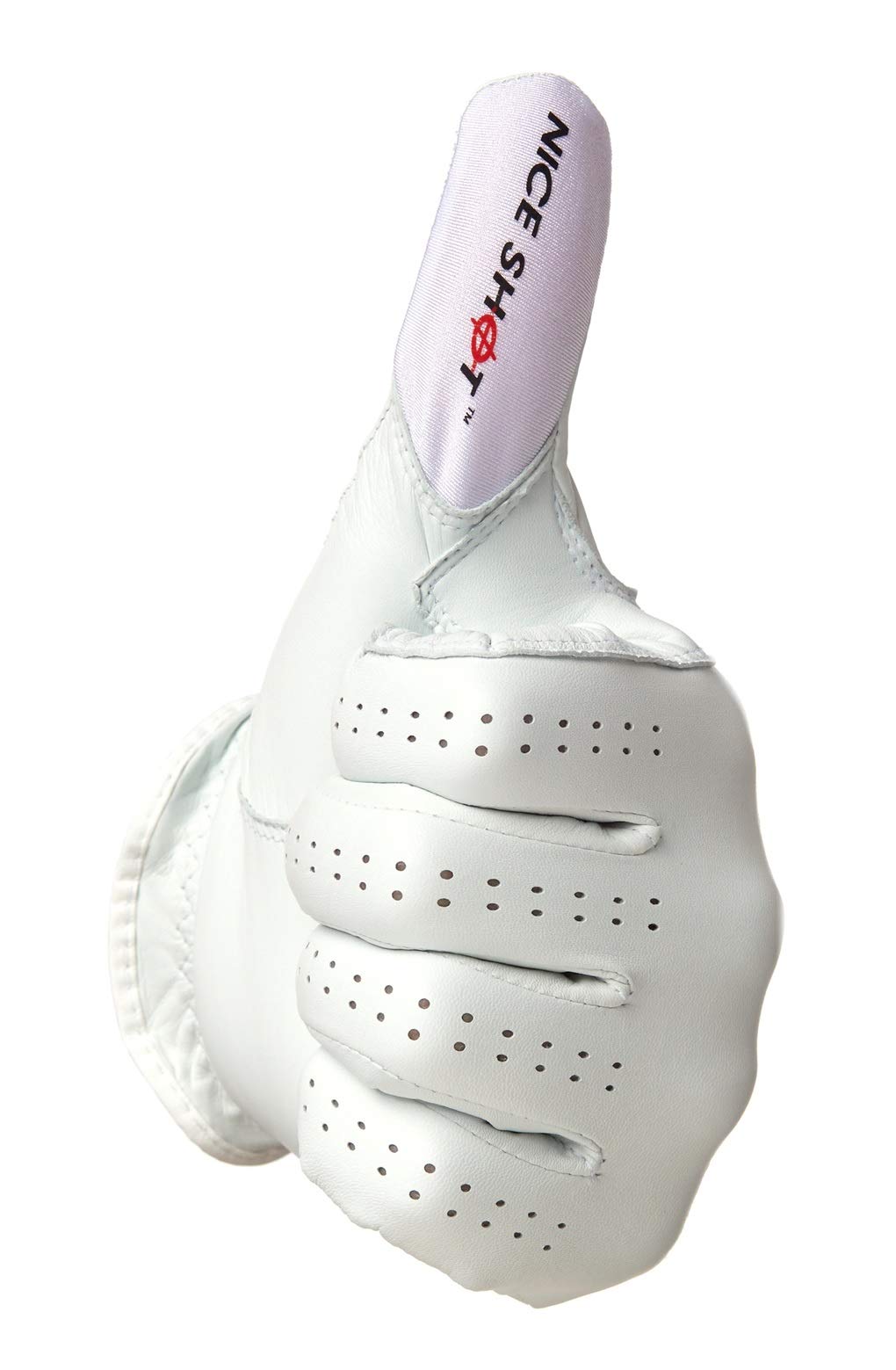 Nice Shot ''Thumbs Up White Cabretta Leather Golf Glove Mens Right Hand - Small