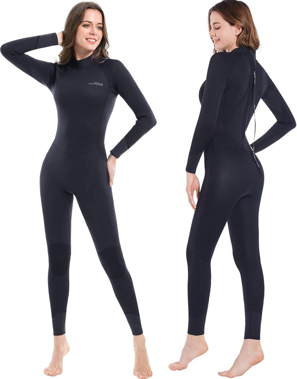 Dark Lightning Full Body Wetsuit Women, 3/2Mm Wet Suit For Women Cold Water Swimming, Womens Diving Surfing Snorkeling Kayaking,