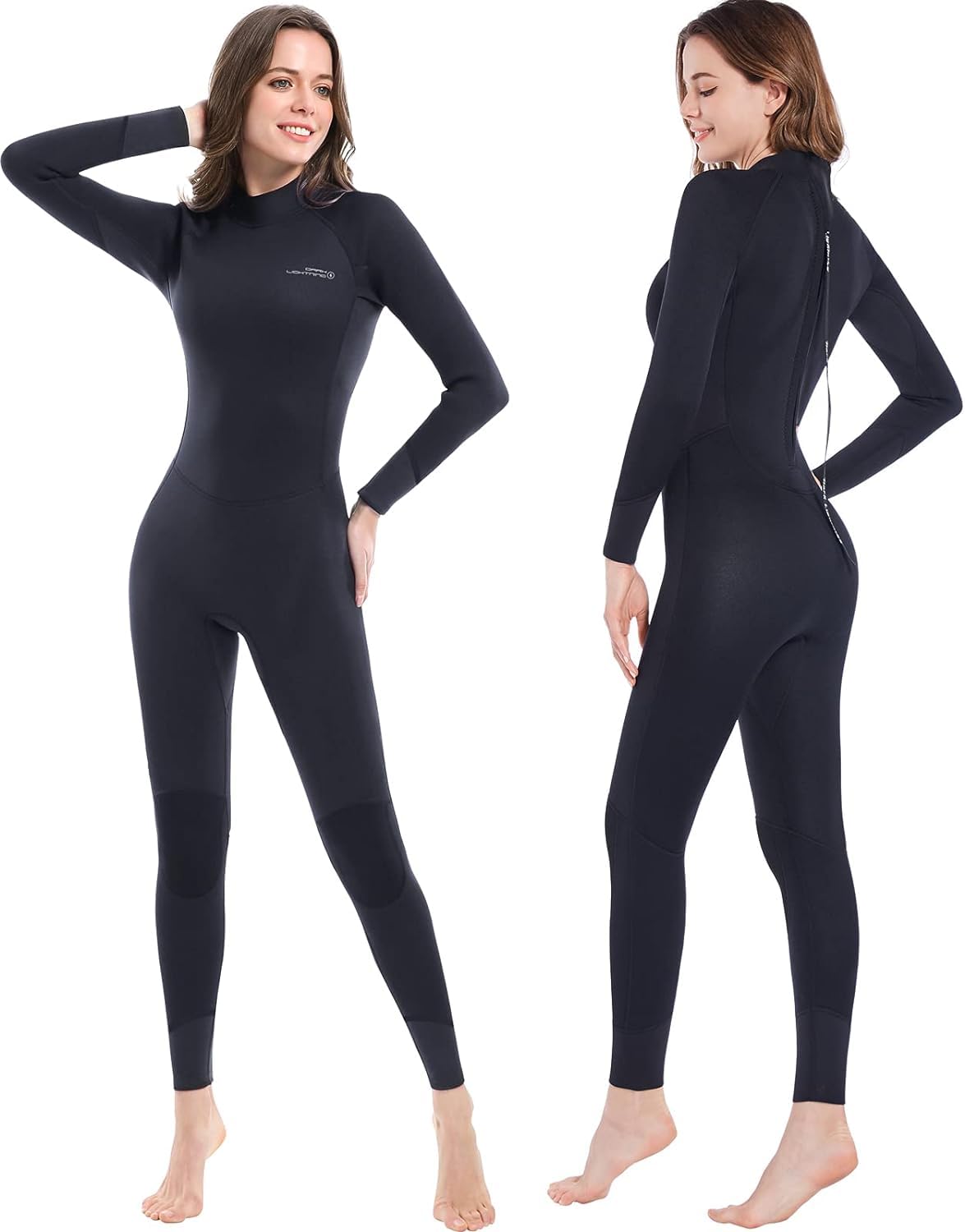 Dark Lightning Full Body Wetsuit Women, 3/2Mm Wet Suit For Women Cold Water Swimming, Womens Diving Surfing Snorkeling Kayaking,