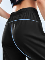 Hidkat Womens Sports Jogging Pants with Zipper Pocket Womens Hiking Fitness Tracking Workout Pants Black
