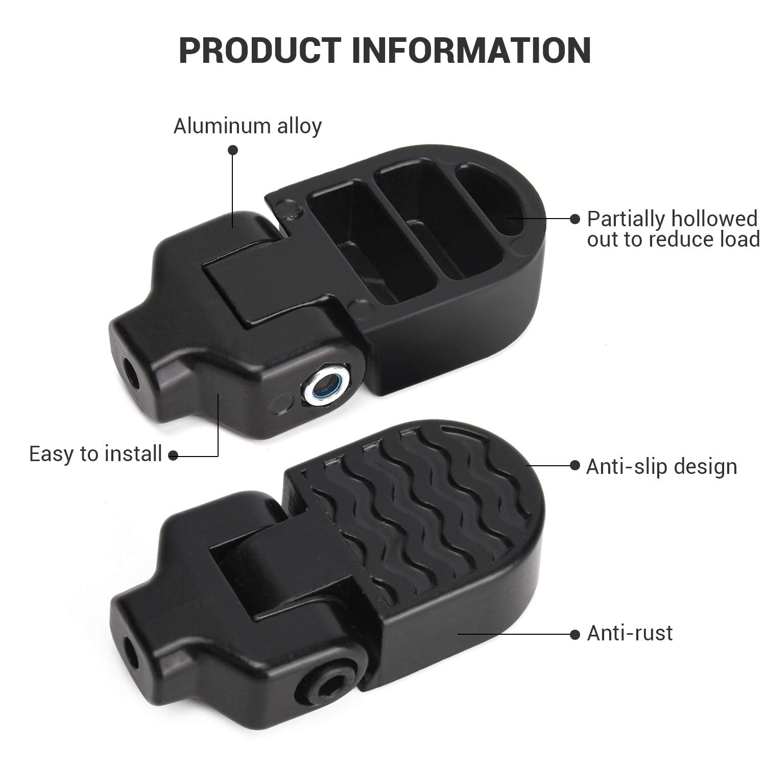 Tobwolf 1 Pair Mini Bike Rear Pedals, 3.1X1.6 In / 8X4Cm Aluminium Alloy Folding Bike Pegs, Non-Slip Bicycle Footrests, Foot Pla