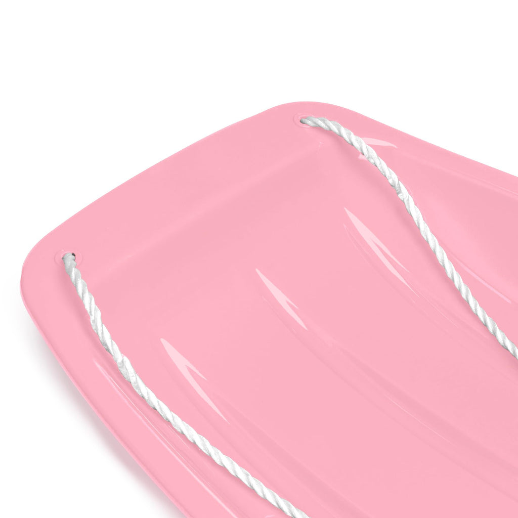 Best Choice Products 35In Kids Plastic Toboggan Snow Sled W/Pull Rope, 2 Handles - Light Pink