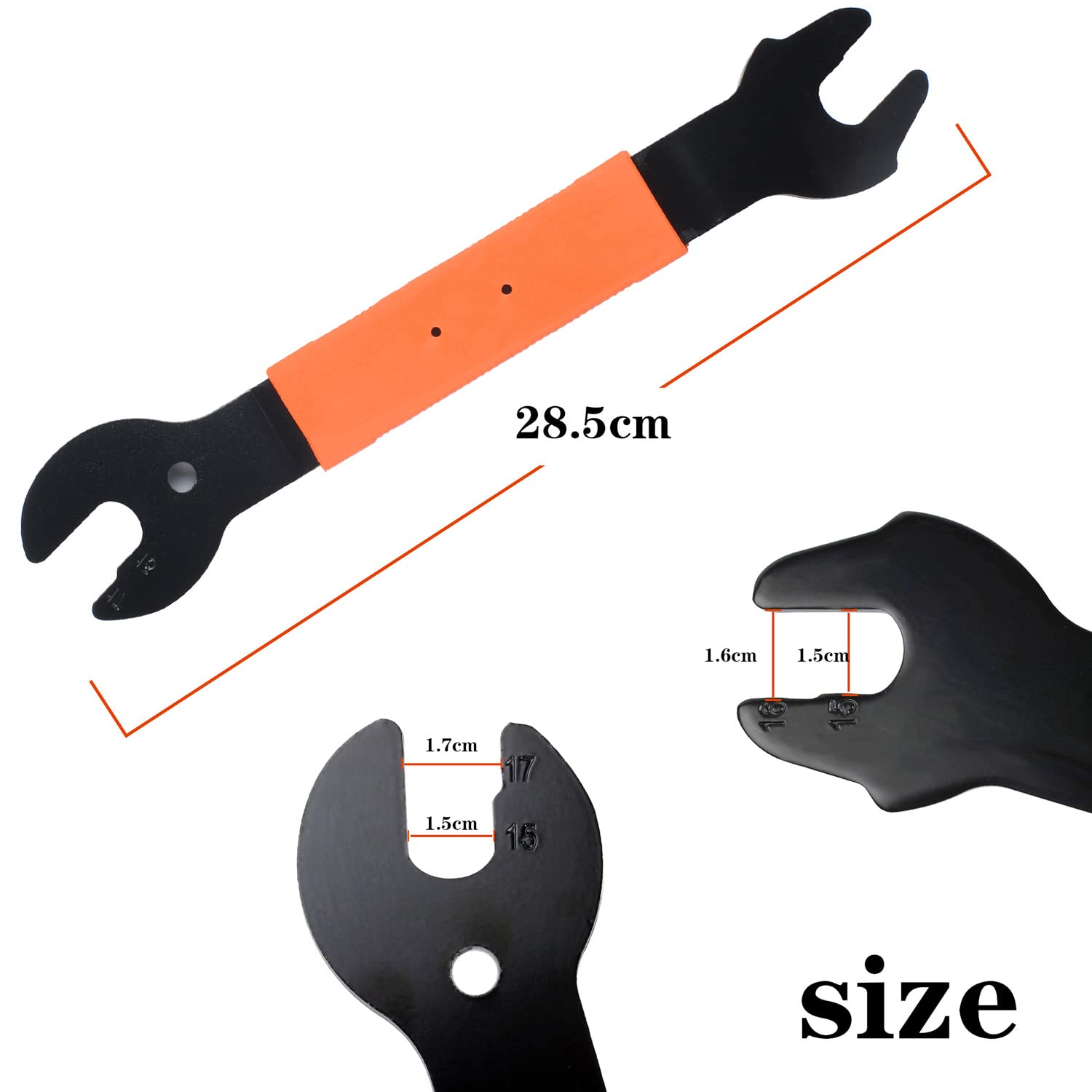 Pedal Wrench Double Sided Bicycle Pedal Removal 15/16/17Mm Bike Spanner Mechanic Repair Tool Long Hand Comfortable Grip Energy-S