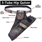 Xtacer 3 Tube Hip Quiver Hunting Training Camo Archery Arrow Quiver Holder Bow Belt Waist Hanged Target Quiver (Camouflage - 3 T
