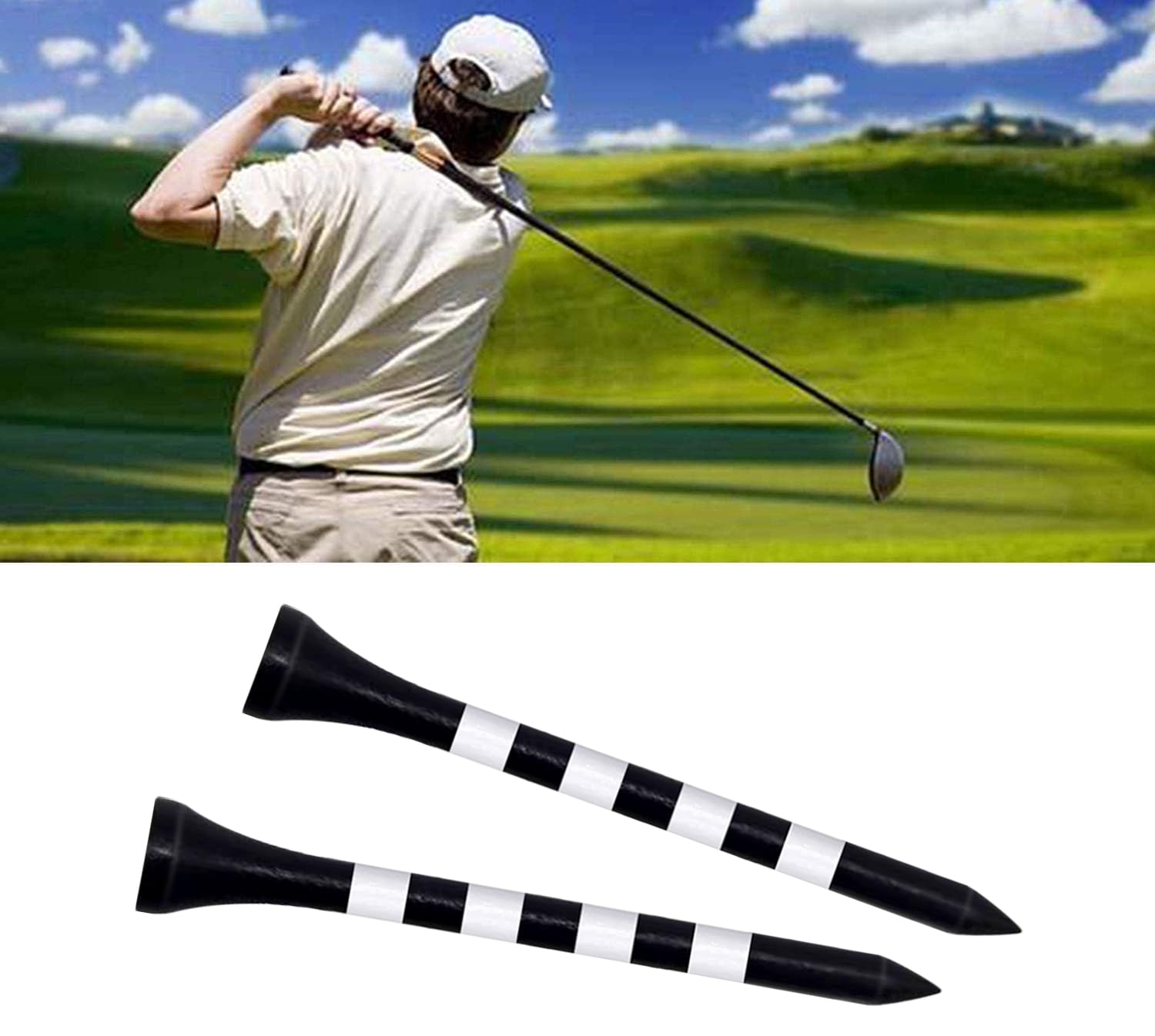 Zivisk Wooden Golf Tees 2-3/4 Inch 100 Count, 2.75'' Long Golf Wood Bamboo Tees(Black,70Mm)