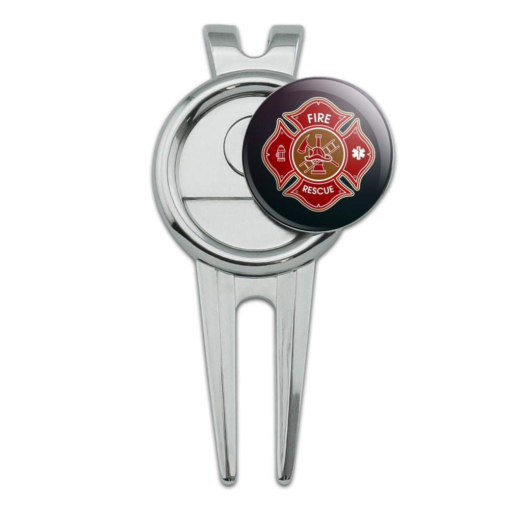 Graphics & More Firefighter Fire Rescue Maltese Cross Golf Divot Repair Tool And Ball Marker
