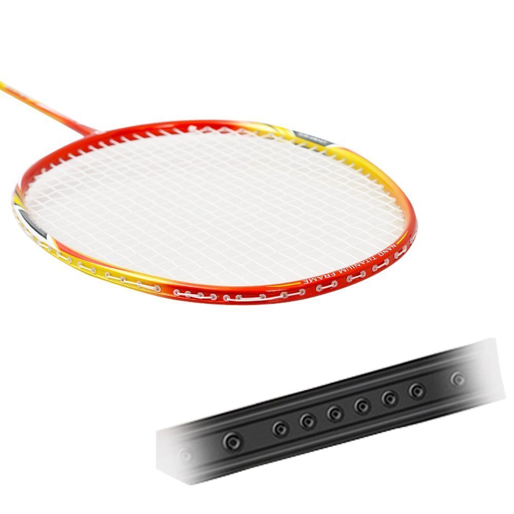 Kevenz 2 Pack Graphite High-Grade Badminton Racquet, Professional Carbon Fiber Badminton Rackets, 1 Black And 1 Red Racket, 1 Ca