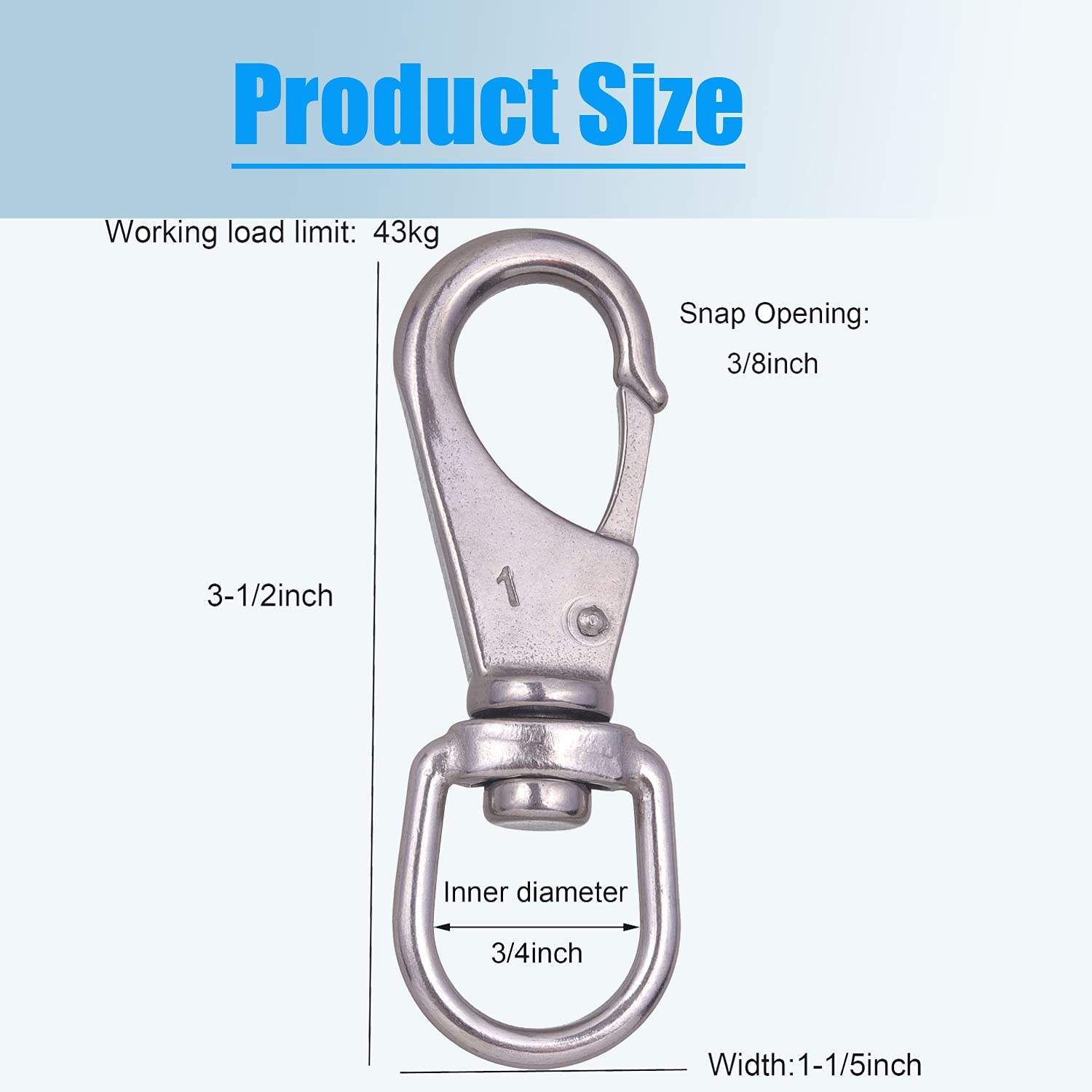 Mixiflor Stainless Steel Swivel Snap Hooks, 8 Pack (3.5 Inch) Heavy Duty Swivel Eye Snap Hook, Diving Clips Spring Hooks For Bir