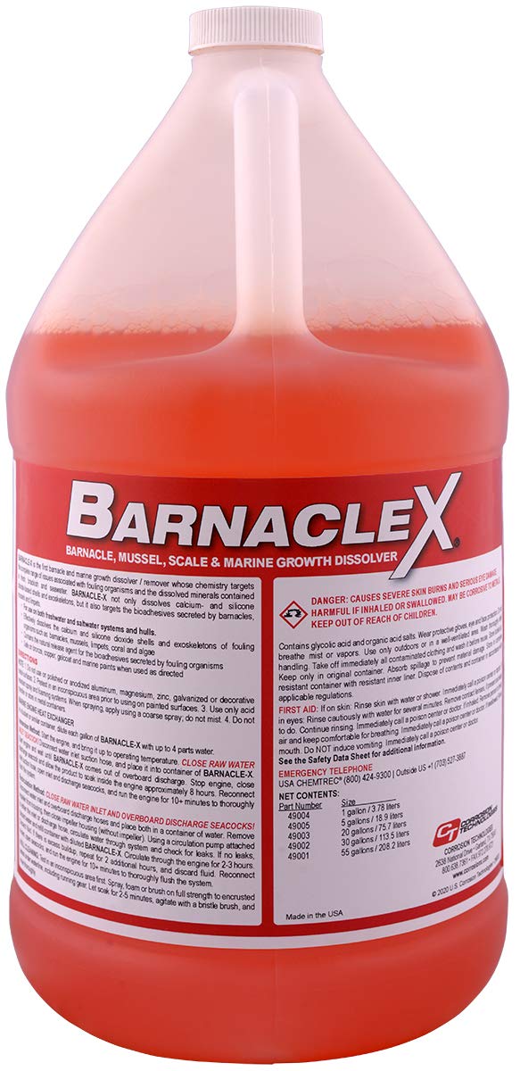 Corrosion Technologies BarnacleX 49004 (1 Gallon) - Barnacle, Scale and Marine Growth Dissolver | for Fresh, Brackish and Seawat