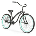 Firmstrong Bella Fashionista Single Speed Beach Cruiser Bicycle, 26-Inch, Matte Black/Green Rims,15128