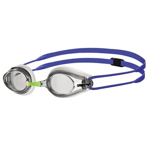 Arena Tracks Swim Goggles, White  Clear  Blue, Non-Mirror Lens