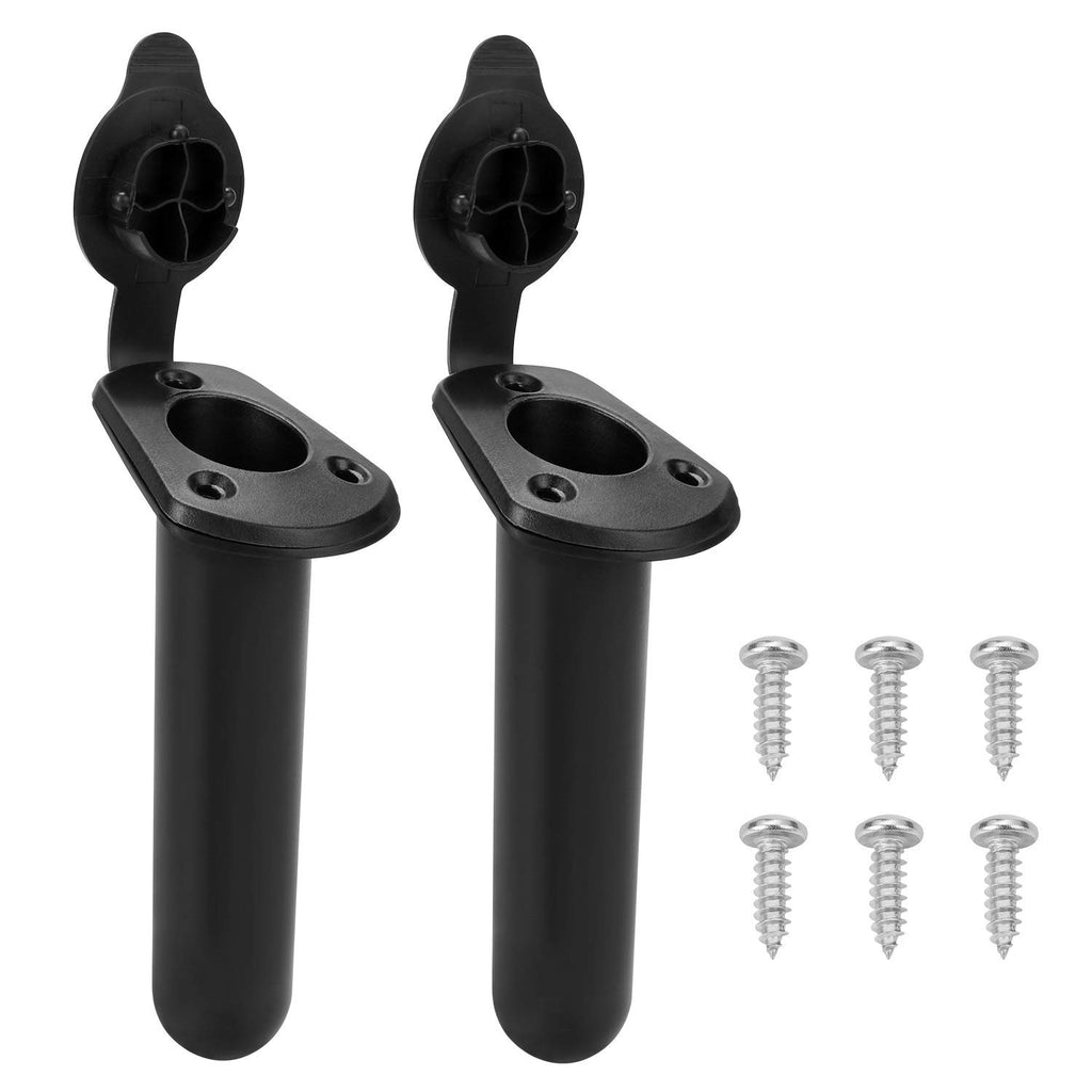 Qkurt 2 Pack Kayak Deck Fishing Boat Rod Holder And Cap Cover, Plastic Fishing Tackle Accessory Tool, Fish Boat Accessories, Bla