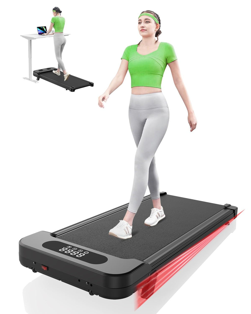 Under Desk Treadmill - 2.5Hp Portable Treadmill, Small Walking Pad With Incline, Compact Treadmills For Office Home, Remote Cont