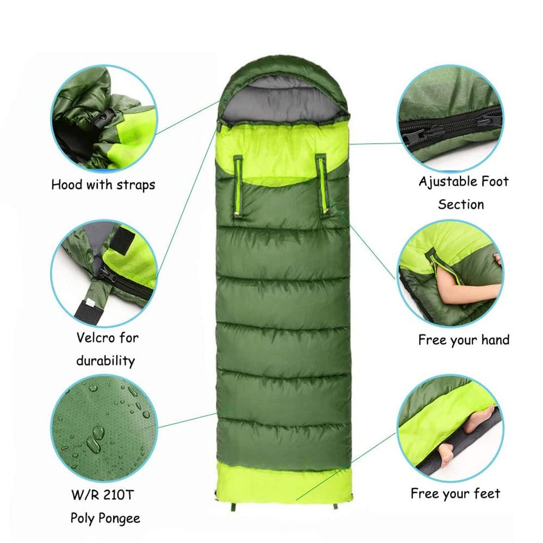 Dlingear 0 Degree Wearable Sleeping Bag For Adults And Kids, Xl Winter Temp Range (32F-59F) 4.3 Lbs Cold Weather Waterproof Slee